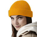 Mustard Yellow - Side - Beechfield Unisex Adult Recycled Harbour Beanie
