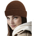 Walnut Brown - Side - Beechfield Unisex Adult Recycled Harbour Beanie