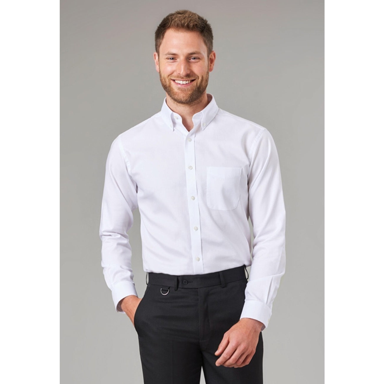 White - Back - Brook Taverner Mens Whistler Long-Sleeved Formal Shirt