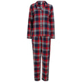 Red-Navy - Front - SF Womens-Ladies Tartan Pyjama Set