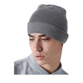 Graphite Grey - Back - Beechfield Original Recycled Woven Patch Beanie