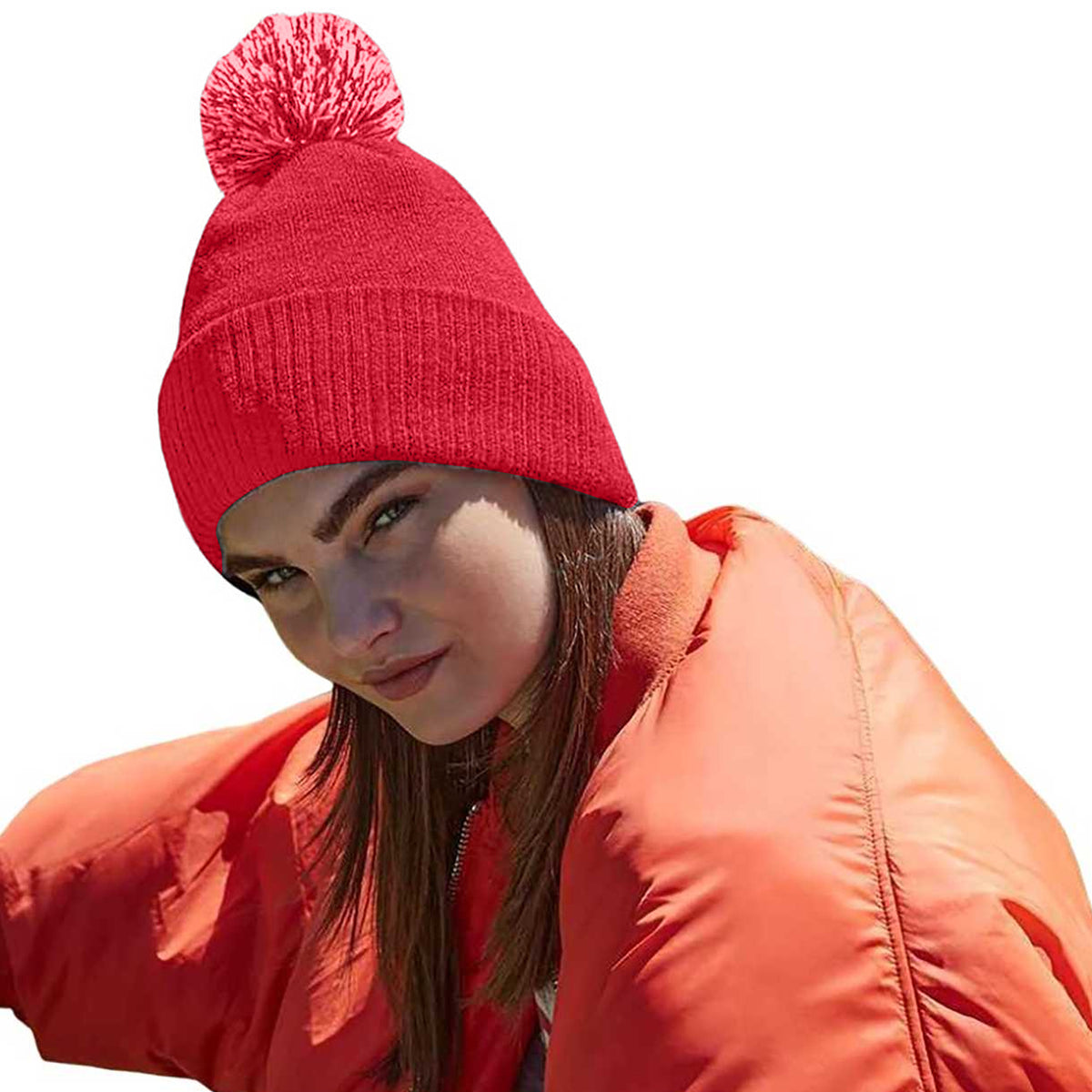 Classic Red-White - Back - Beechfield Snowstar Recycled Beanie