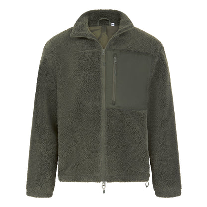 Dark Olive - Front - Front Row Unisex Adult Sherpa Recycled Fleece Jacket