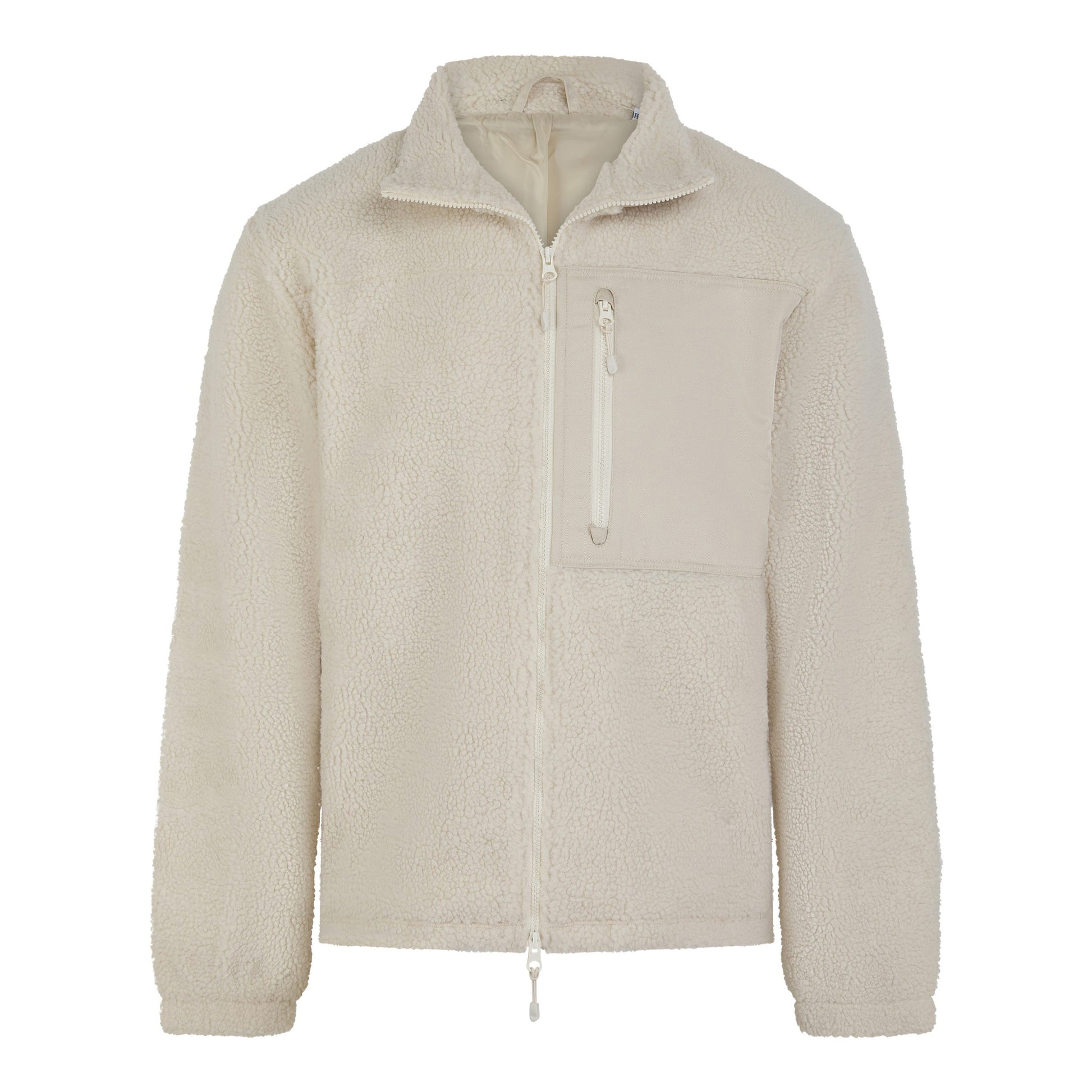 Natural - Front - Front Row Unisex Adult Sherpa Recycled Fleece Jacket