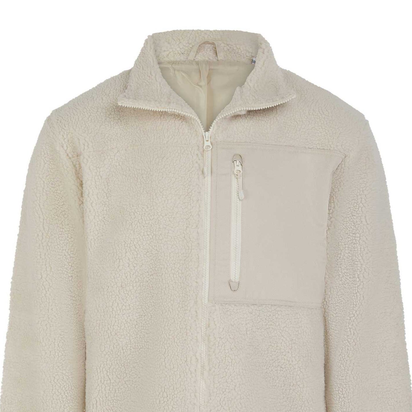 Natural - Back - Front Row Unisex Adult Sherpa Recycled Fleece Jacket