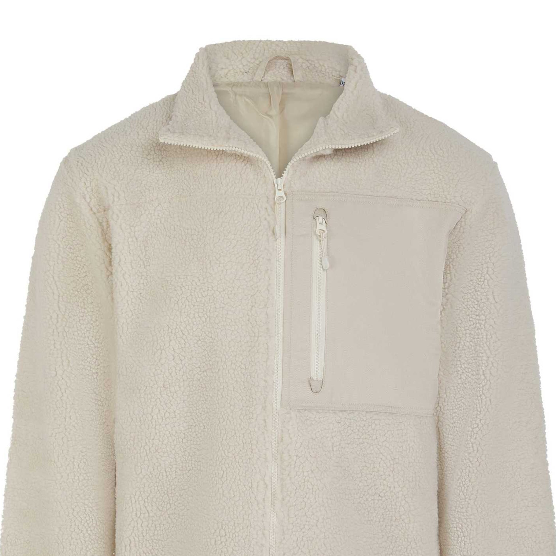 Natural - Back - Front Row Unisex Adult Sherpa Recycled Fleece Jacket