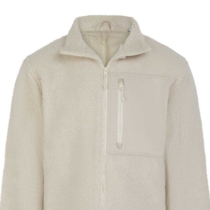 Natural - Back - Front Row Unisex Adult Sherpa Recycled Fleece Jacket