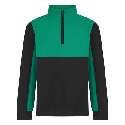 Black-Emerald - Front - Finden & Hales Childrens-Kids Quarter Zip Fleece Top