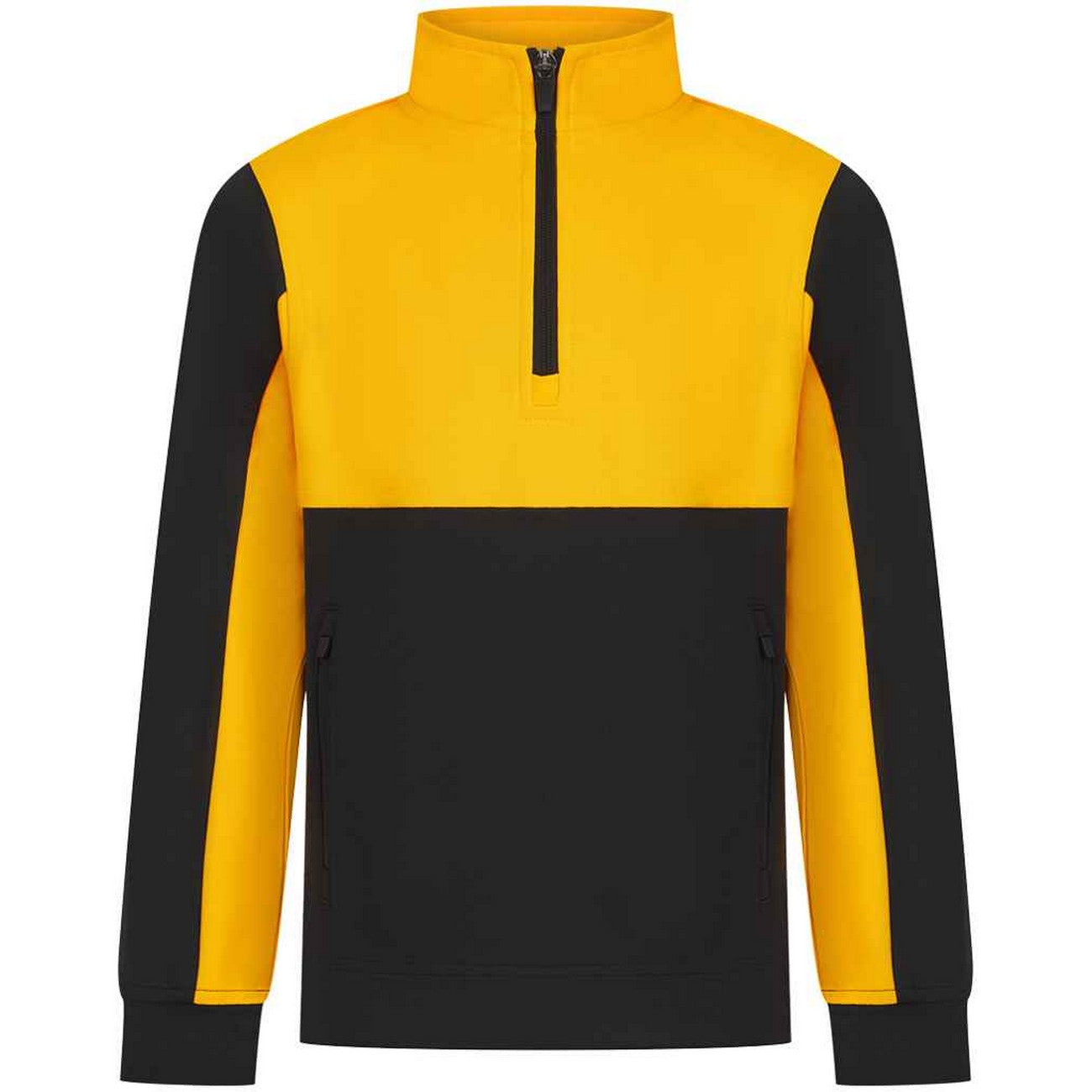 Black-Gold - Front - Finden & Hales Childrens-Kids Quarter Zip Fleece Top