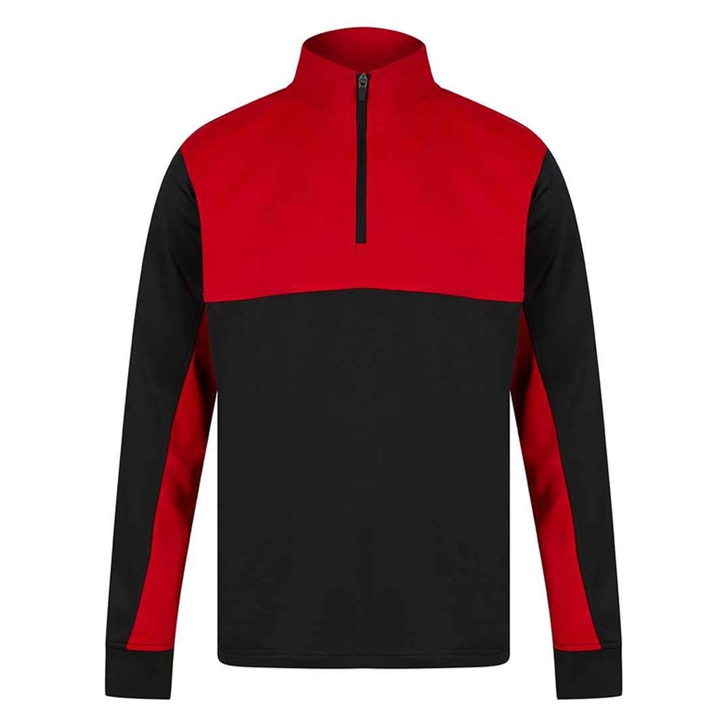 Black-Red - Front - Finden & Hales Childrens-Kids Quarter Zip Fleece Top