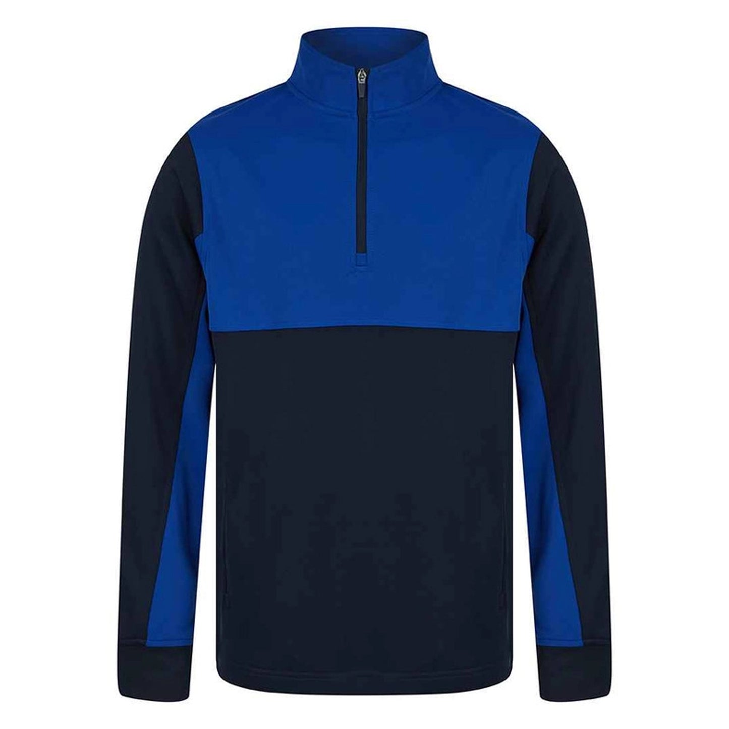 Navy-Royal Blue - Front - Finden & Hales Childrens-Kids Quarter Zip Fleece Top