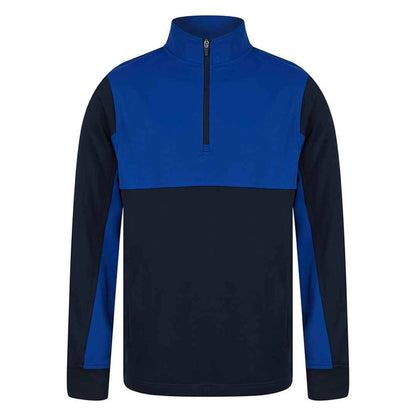 Navy-Royal Blue - Front - Finden & Hales Childrens-Kids Quarter Zip Fleece Top