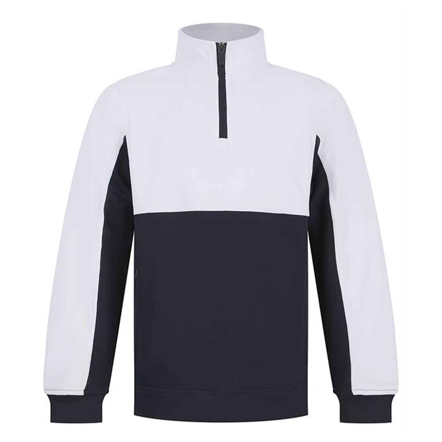 Navy-White - Front - Finden & Hales Childrens-Kids Quarter Zip Fleece Top