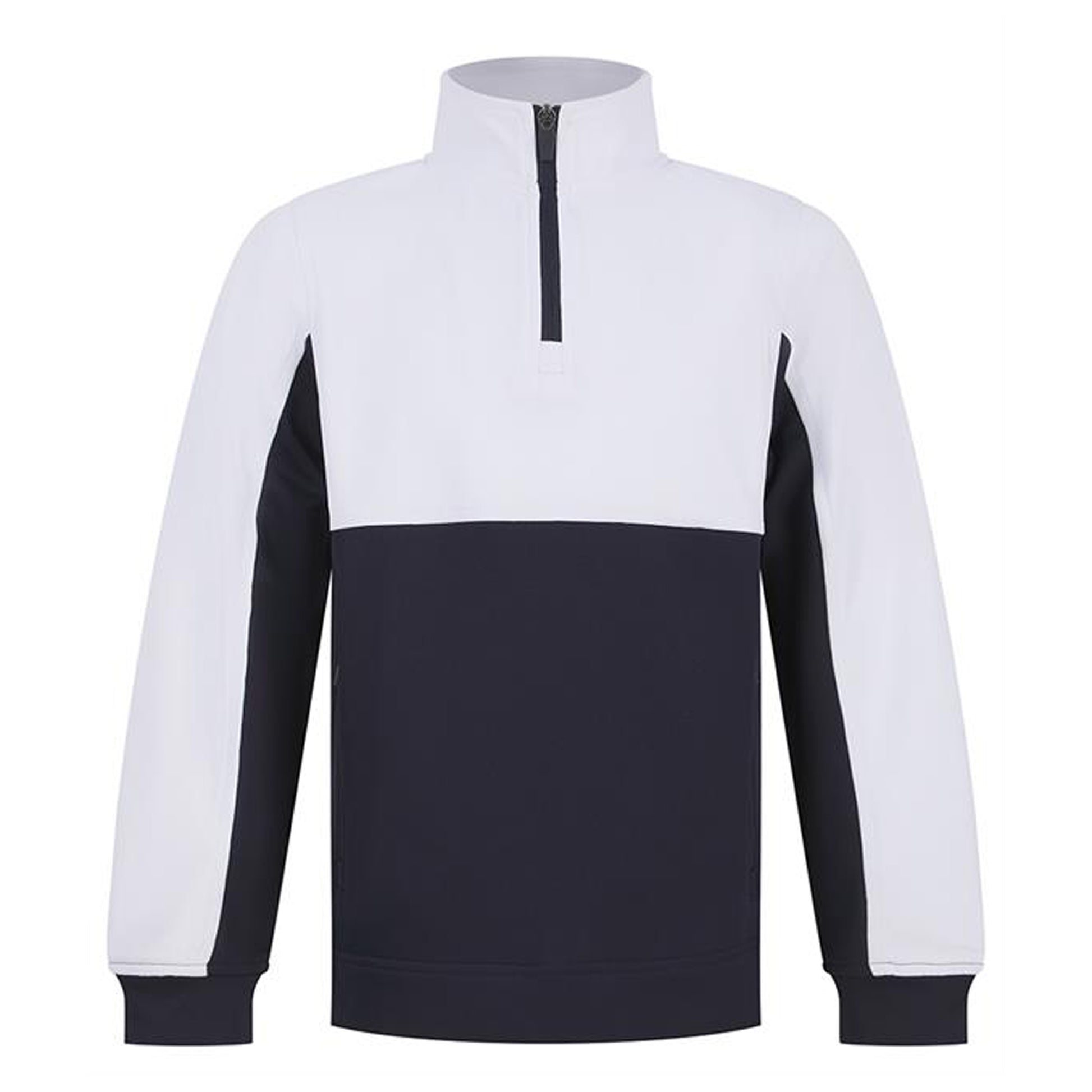 Navy-White - Front - Finden & Hales Childrens-Kids Quarter Zip Fleece Top