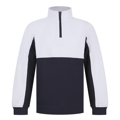 Navy-White - Front - Finden & Hales Childrens-Kids Quarter Zip Fleece Top