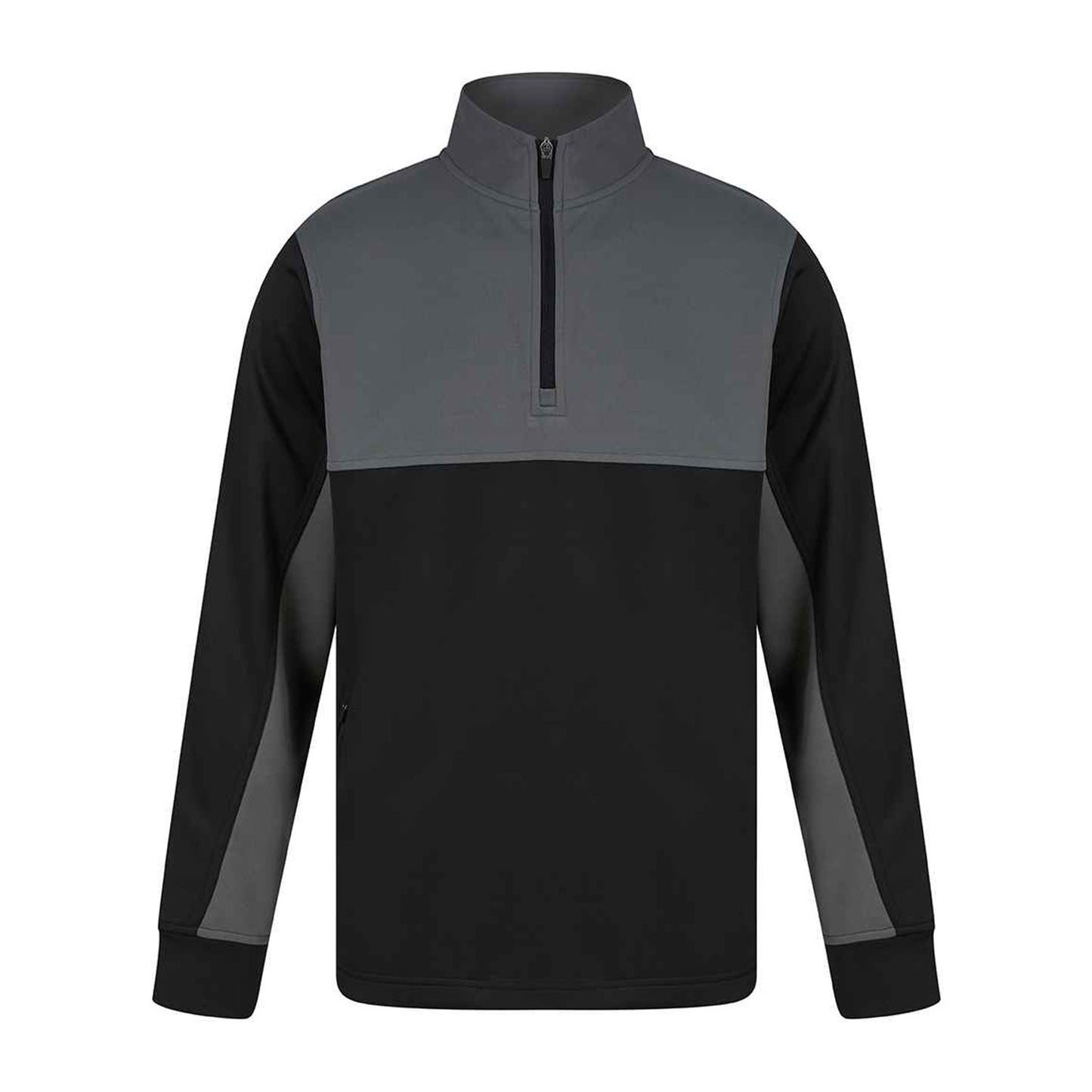 Black-Gunmetal Grey - Front - Finden & Hales Childrens-Kids Quarter Zip Fleece Top