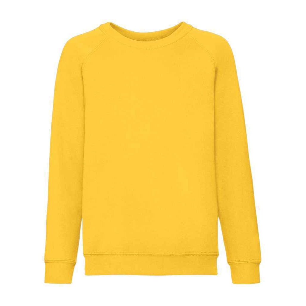 Sunflower Yellow - Front - Fruit of the Loom Childrens-Kids Classic Raglan Sweatshirt