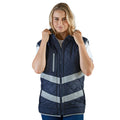 Navy - Back - Yoko Womens-Ladies Kensington Hi-Vis Hooded Gilet