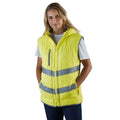 Yellow - Back - Yoko Womens-Ladies Kensington Hi-Vis Hooded Gilet