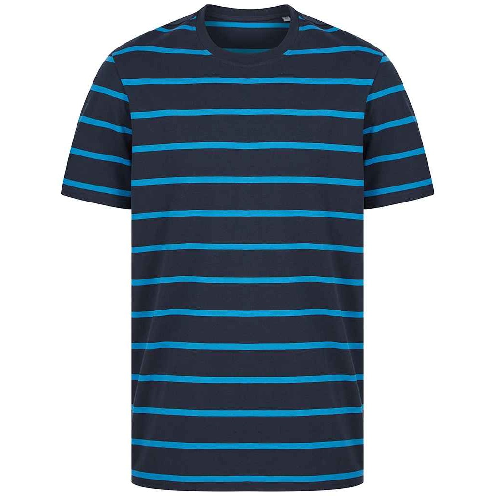 Navy-Marine Blue - Front - Front Row Unisex Adult Striped T-Shirt