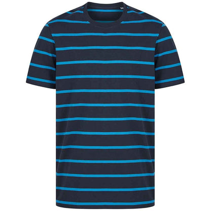 Navy-Marine Blue - Front - Front Row Unisex Adult Striped T-Shirt
