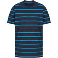 Navy-Marine Blue - Front - Front Row Unisex Adult Striped T-Shirt
