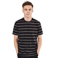 Black-Khaki - Back - Front Row Unisex Adult Striped T-Shirt