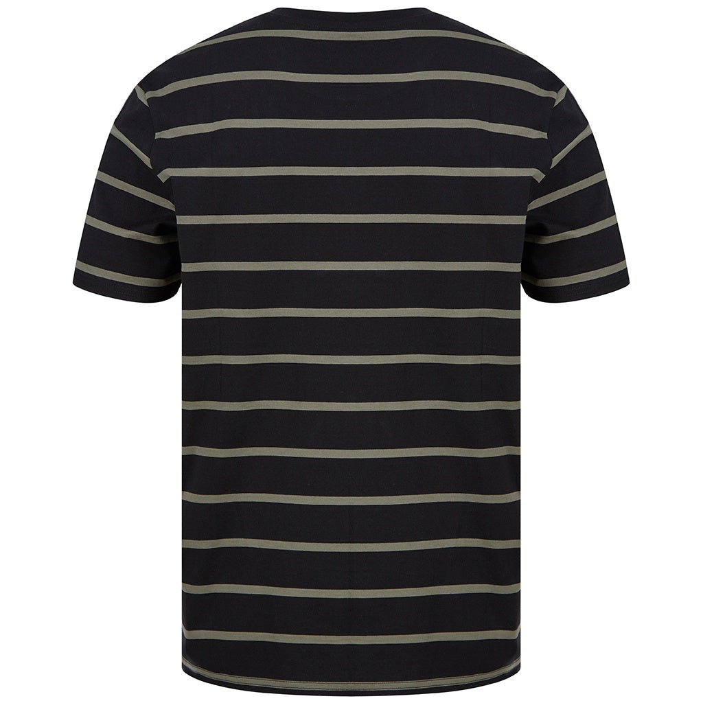 Black-Khaki - Side - Front Row Unisex Adult Striped T-Shirt