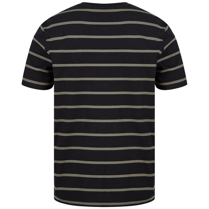 Black-Khaki - Side - Front Row Unisex Adult Striped T-Shirt