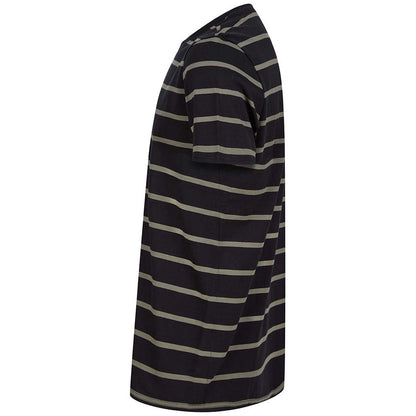 Black-Khaki - Lifestyle - Front Row Unisex Adult Striped T-Shirt