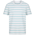 White-Duck Egg Blue - Front - Front Row Unisex Adult Striped T-Shirt