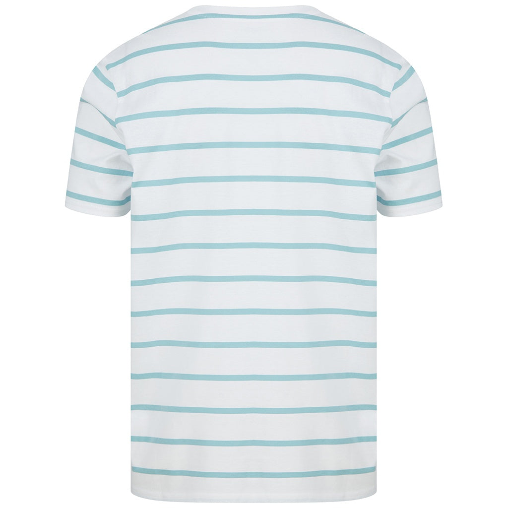 White-Duck Egg Blue - Side - Front Row Unisex Adult Striped T-Shirt