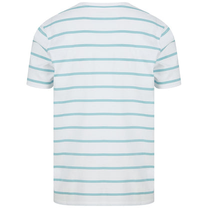 White-Duck Egg Blue - Side - Front Row Unisex Adult Striped T-Shirt