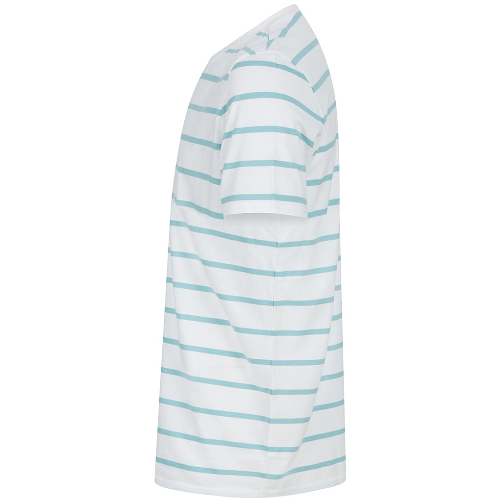 White-Duck Egg Blue - Lifestyle - Front Row Unisex Adult Striped T-Shirt