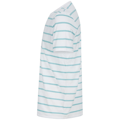 White-Duck Egg Blue - Lifestyle - Front Row Unisex Adult Striped T-Shirt