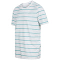 White-Duck Egg Blue - Pack Shot - Front Row Unisex Adult Striped T-Shirt