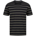 Black-Khaki - Front - Front Row Unisex Adult Striped T-Shirt