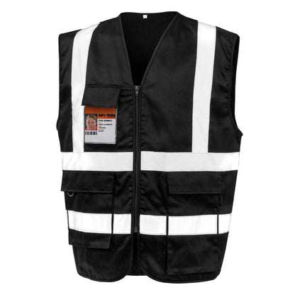 Black - Front - SAFE-GUARD by Result Unisex Adult Heavy Duty Security Vest