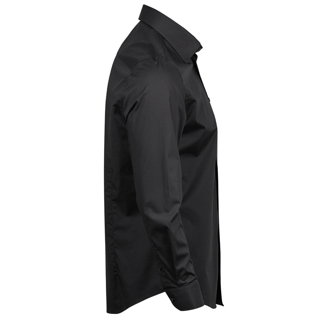 Black - Lifestyle - Tee Jays Mens Luxury Stretch Long-Sleeved Shirt
