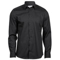 Black - Front - Tee Jays Mens Luxury Stretch Long-Sleeved Shirt