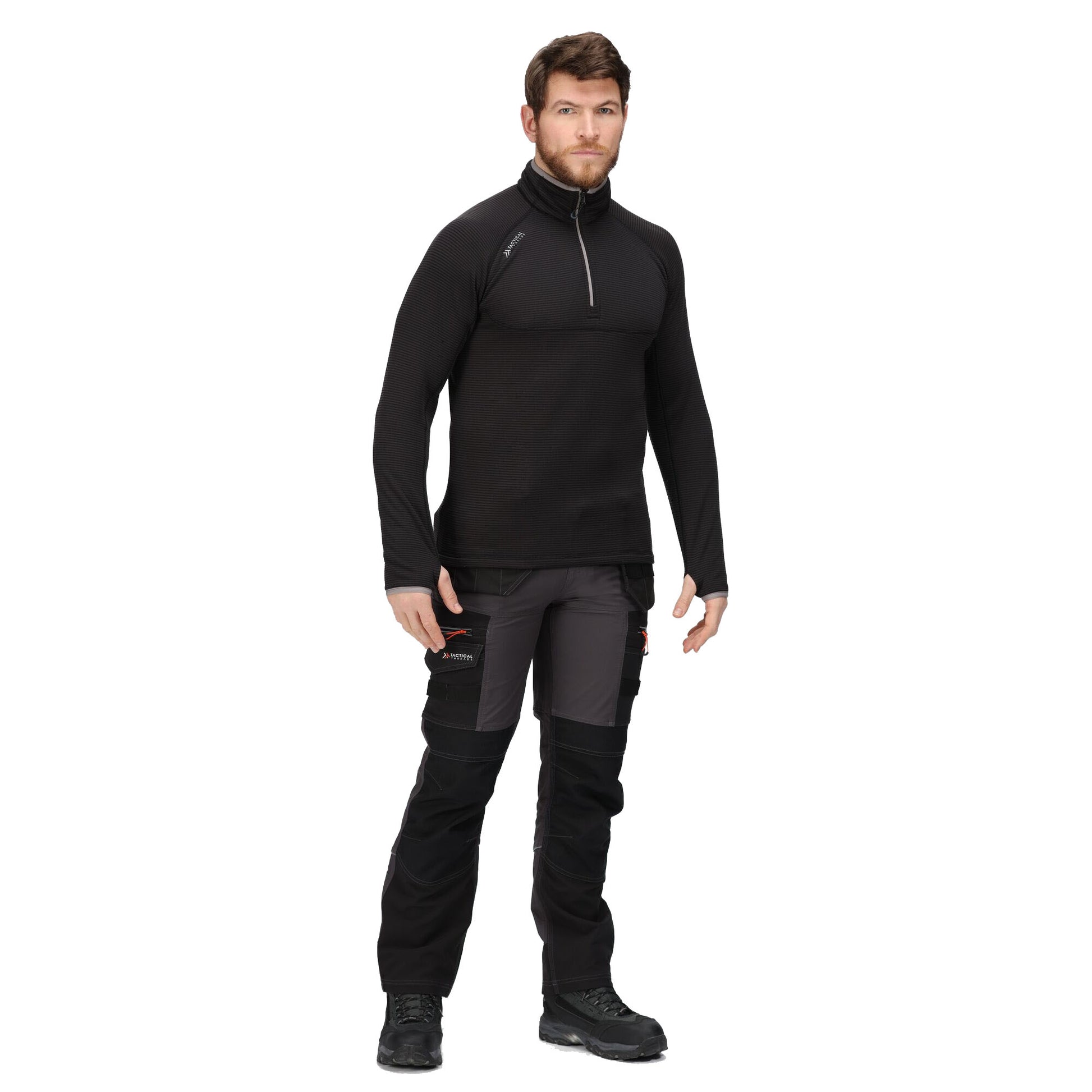 Black - Side - Tactical Threads Mens Scorch Raglan Thermal Top