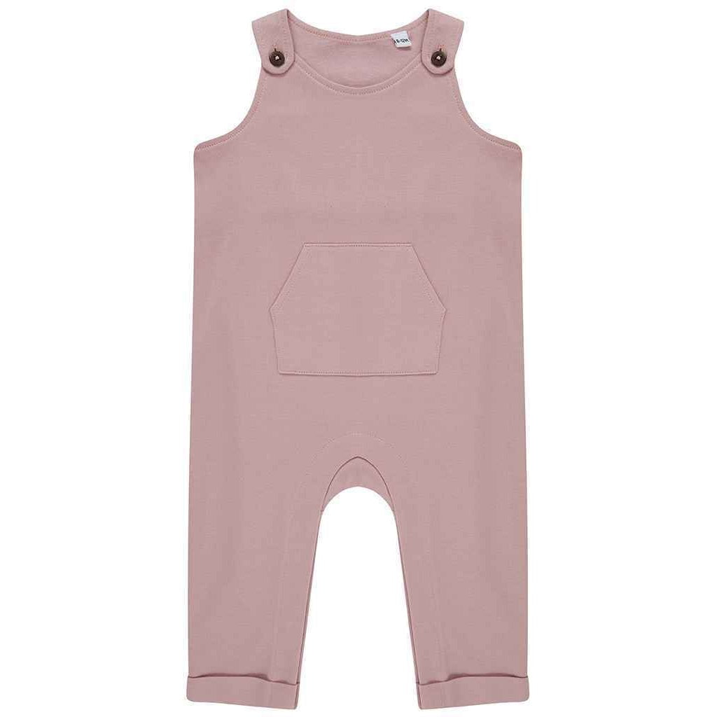 Soft Pink - Front - Larkwood Baby Organic Cotton Dungarees