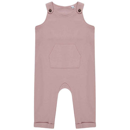 Soft Pink - Front - Larkwood Baby Organic Cotton Dungarees