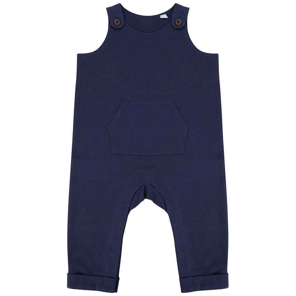 Navy - Front - Larkwood Baby Organic Cotton Dungarees