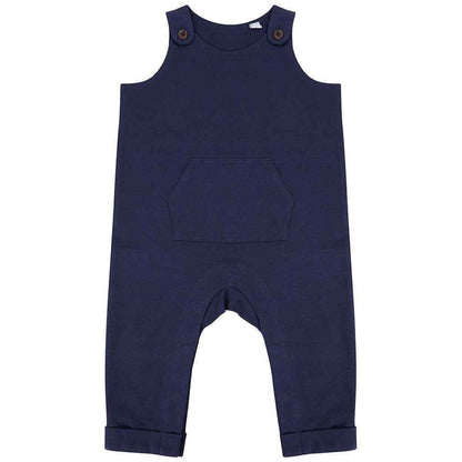 Navy - Front - Larkwood Baby Organic Cotton Dungarees