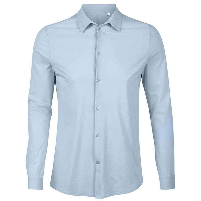 Soft Blue - Front - NEOBLU Mens Balthazar Jersey Long-Sleeved Shirt