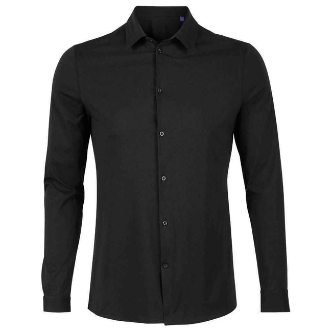 Deep Black - Front - NEOBLU Mens Balthazar Jersey Long-Sleeved Shirt