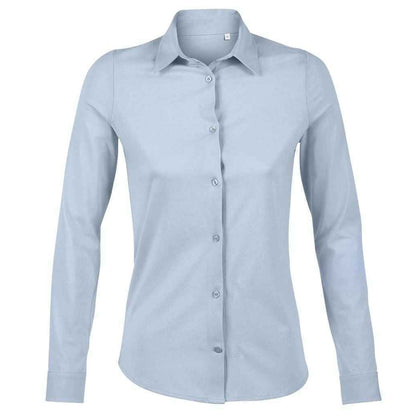 Soft Blue - Front - NEOBLU Womens-Ladies Balthazar Jersey Long-Sleeved Shirt