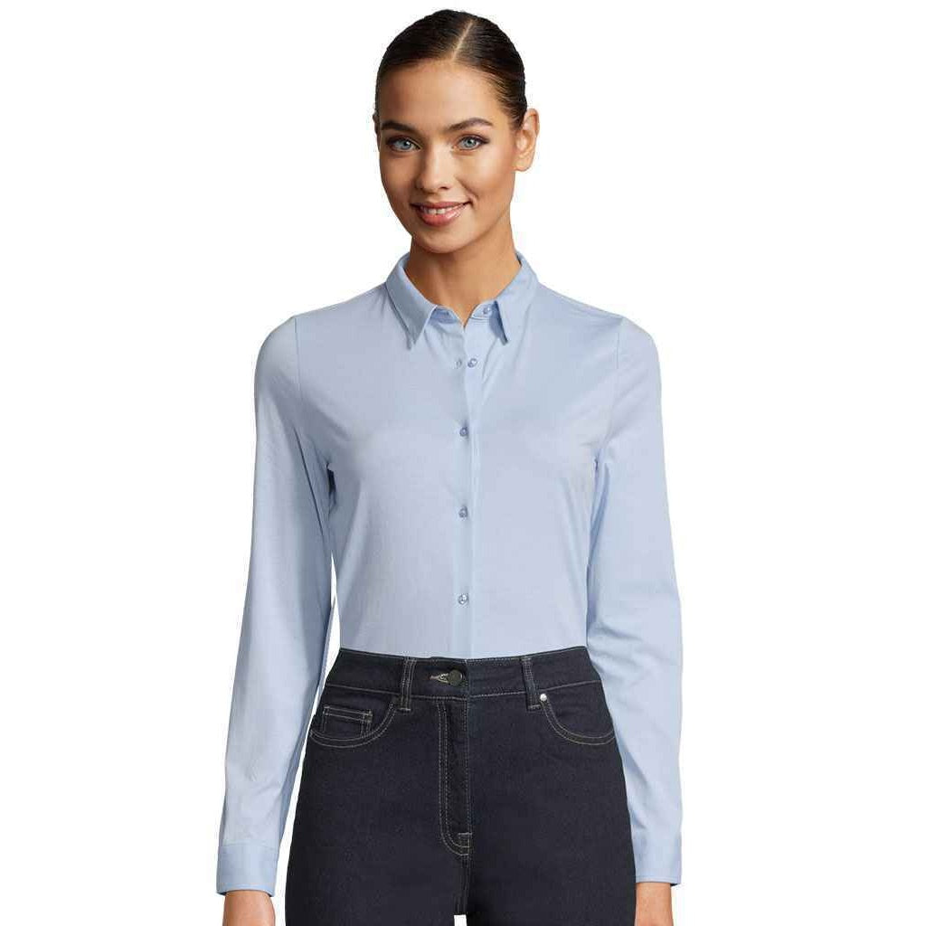 Soft Blue - Back - NEOBLU Womens-Ladies Balthazar Jersey Long-Sleeved Shirt