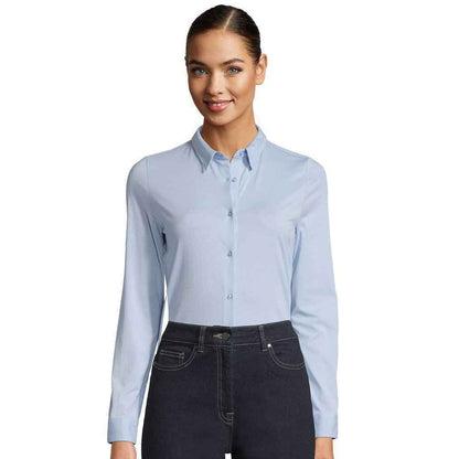 Soft Blue - Back - NEOBLU Womens-Ladies Balthazar Jersey Long-Sleeved Shirt